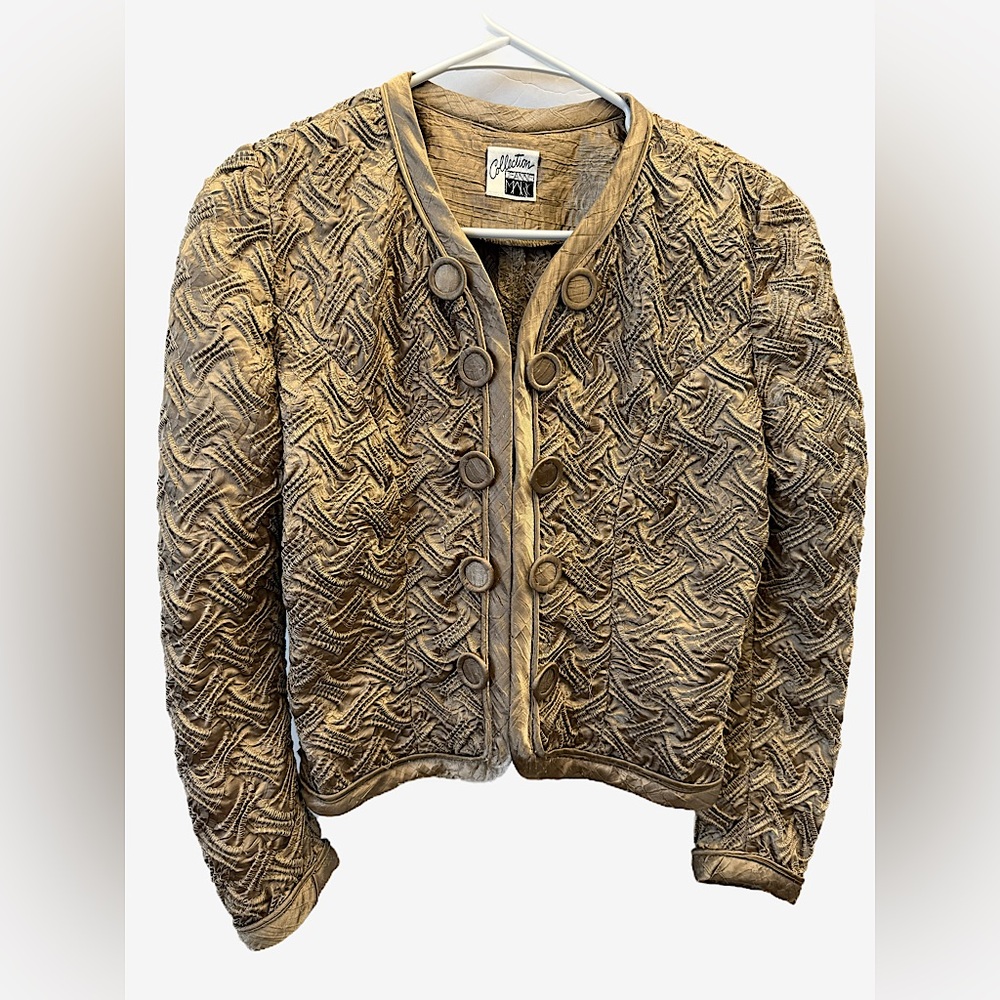 Vintage 80’s gold cardigan jacket by Jeanne Marc